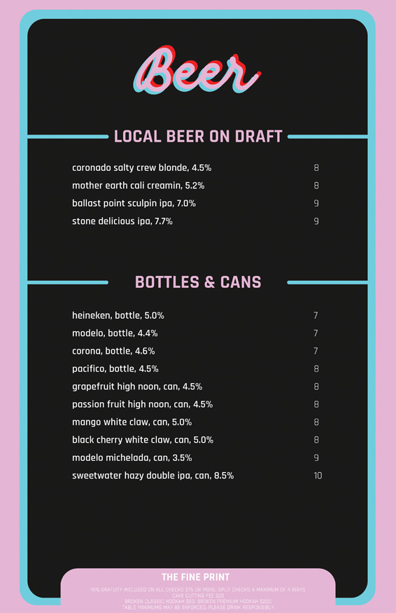 Beer Menu