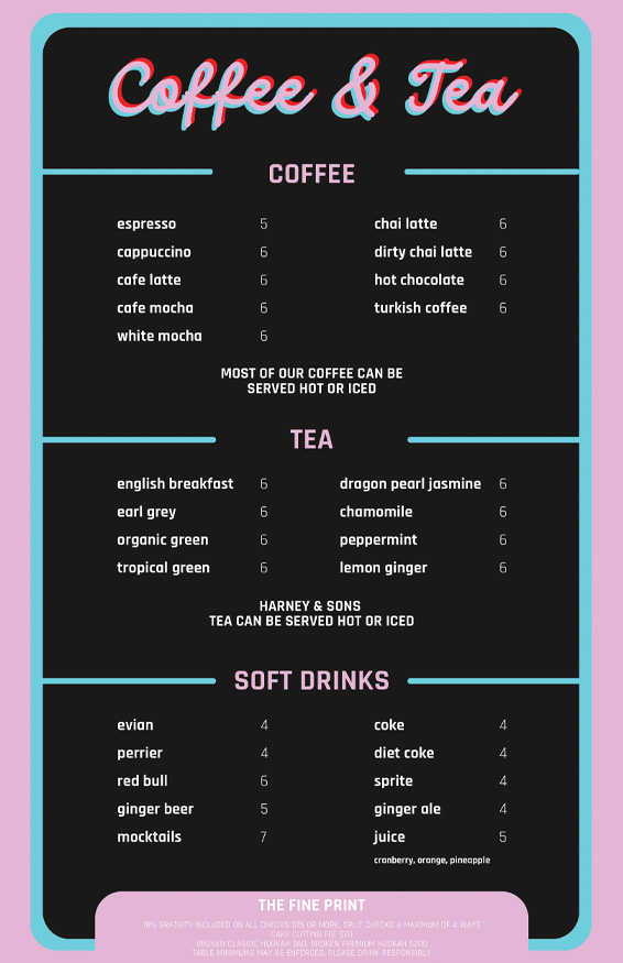 Beverages Menu